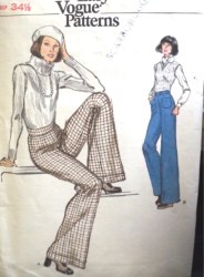 8628 70S VOGUE WIDE LEG FLY PANTS CUFFS OR NOT 2 PC PATTERN 25''W